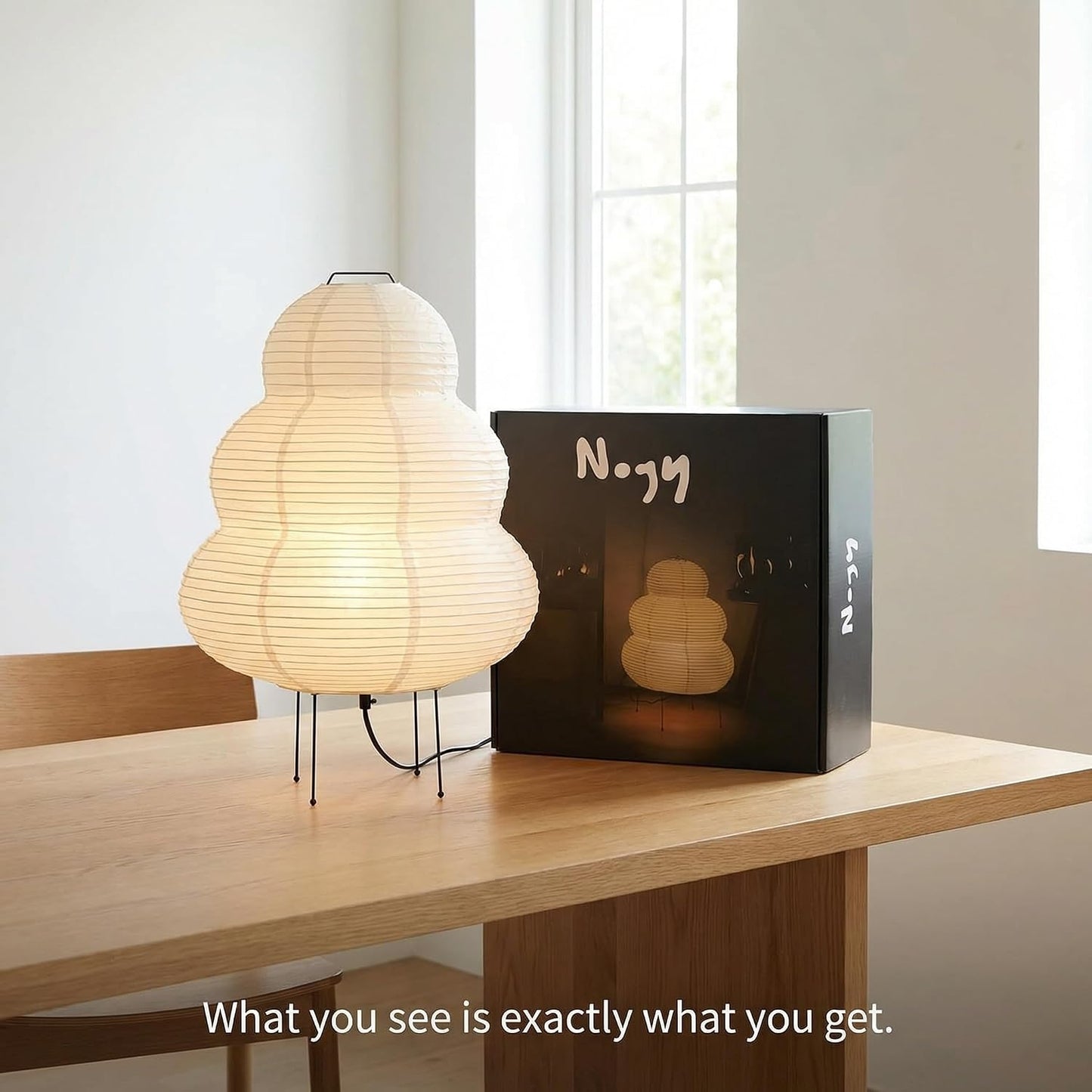 Akari Noguchi Rice Paper Lamp • Japanese Paper Lantern Lamp • Japanese Japandi Floor/Table Lamp for Soft Ambient Lighting (Akari)
