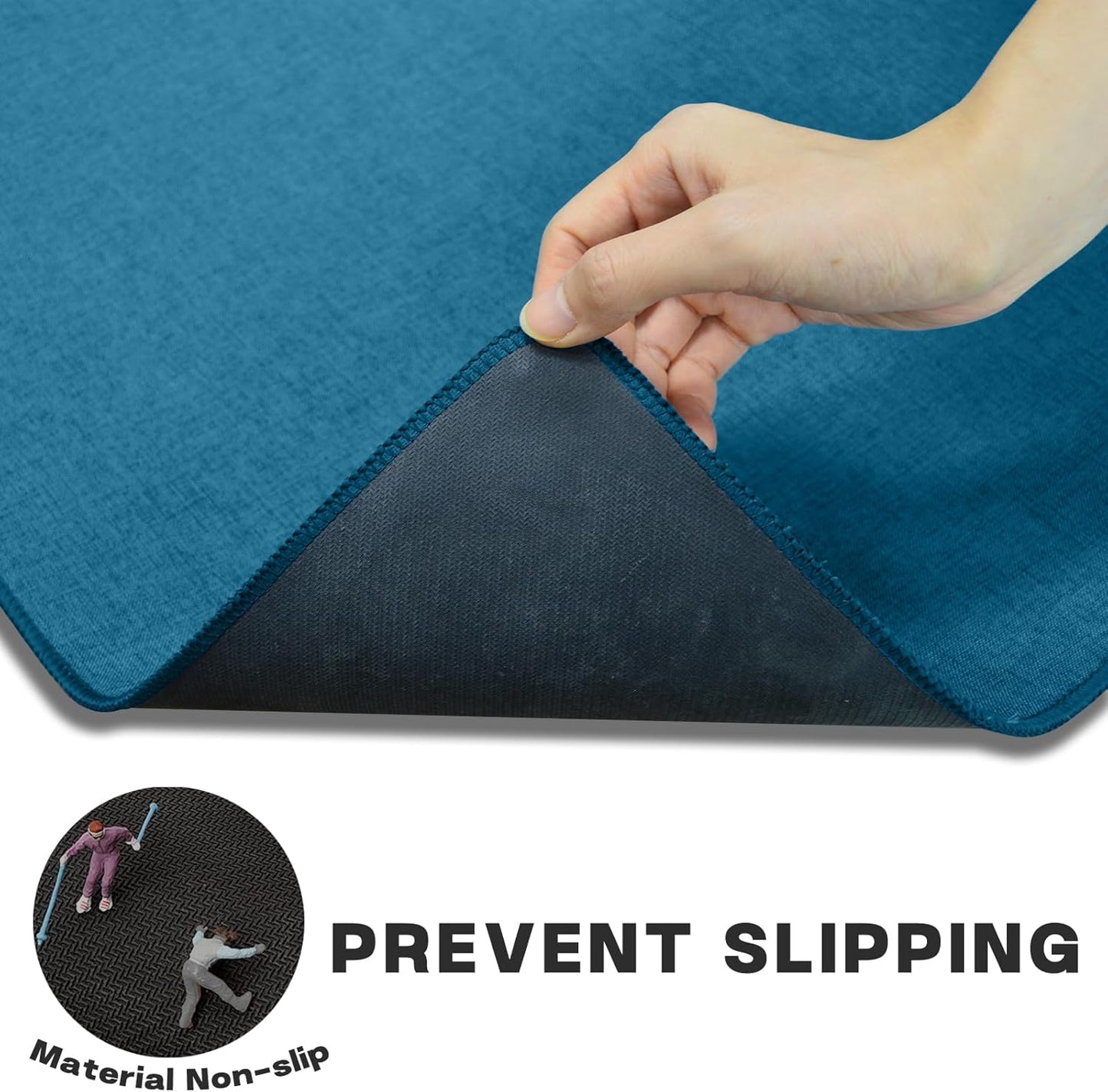 Yancorp 16"x26" Ultra Thin Bathroom Rugs,Low Profile Bath Rug,Rubber mat,Fit Under Door,Non Slip,Machine Washable Shower Rug,Dark Grey