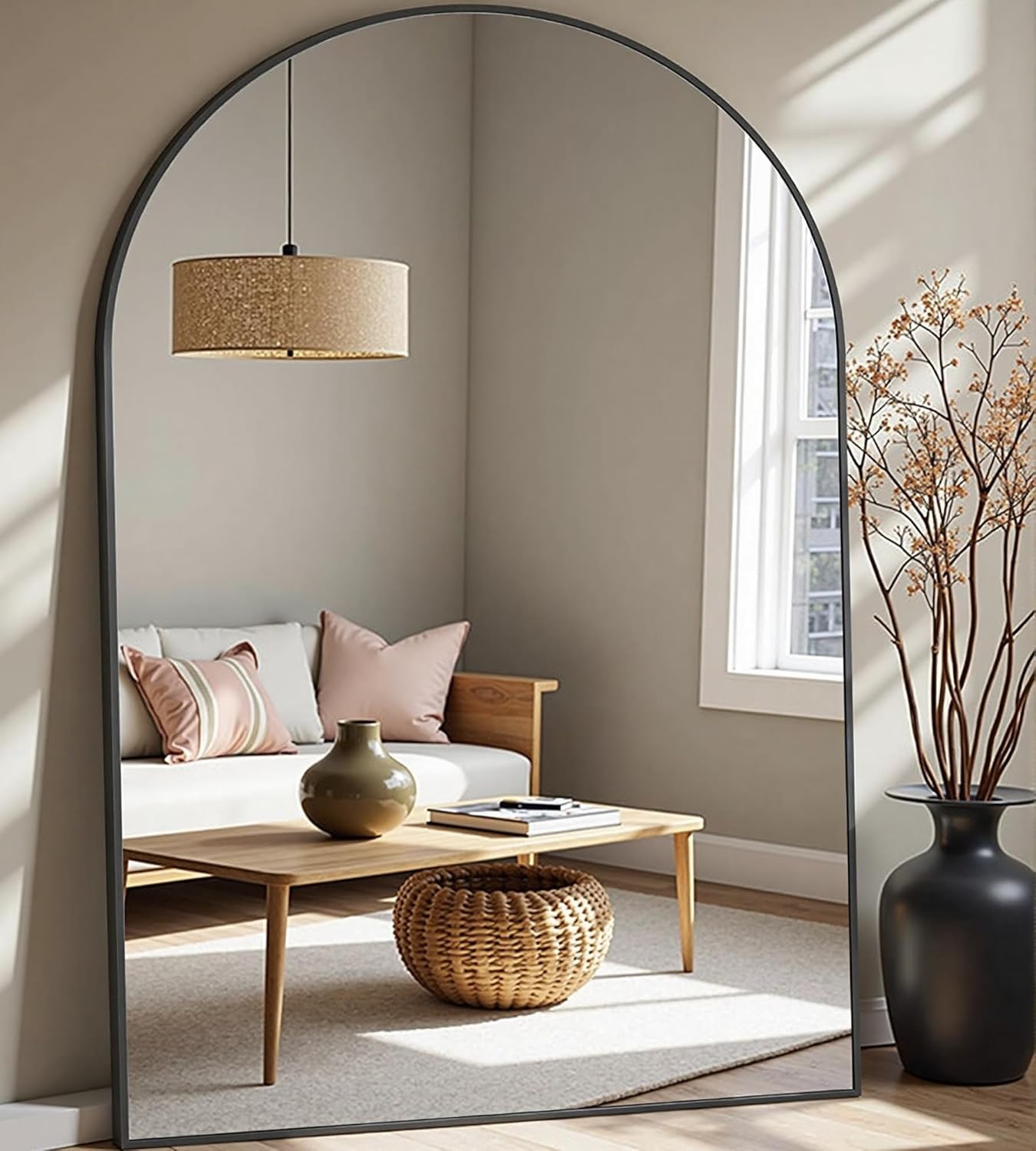 Prywot Arched Full Length Mirror, 70"x26" Free Standing Floor Mirror, Modern Full Body Mirrors with Stand, Wall Mirrors with Aluminum Alloy Frame for Bedroom,Living Room, Gold