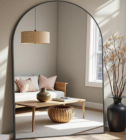Prywot Arched Full Length Mirror, 70"x26" Free Standing Floor Mirror, Modern Full Body Mirrors with Stand, Wall Mirrors with Aluminum Alloy Frame for Bedroom,Living Room, Gold