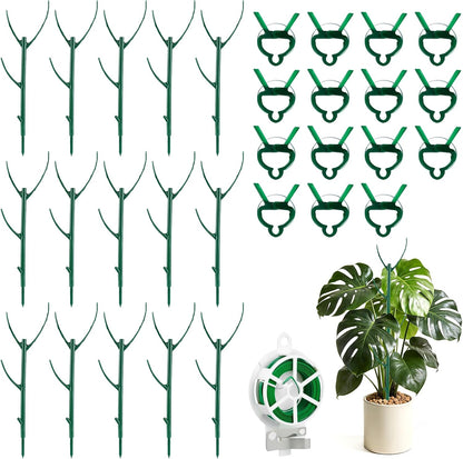 6 Pack Stackable Plant Support Stakes, Stackable Indoor/Outdoor Plant Support Pole with Clamps, Garden Trellis for Supporting Monstera Potted Plants and Climbing Plants