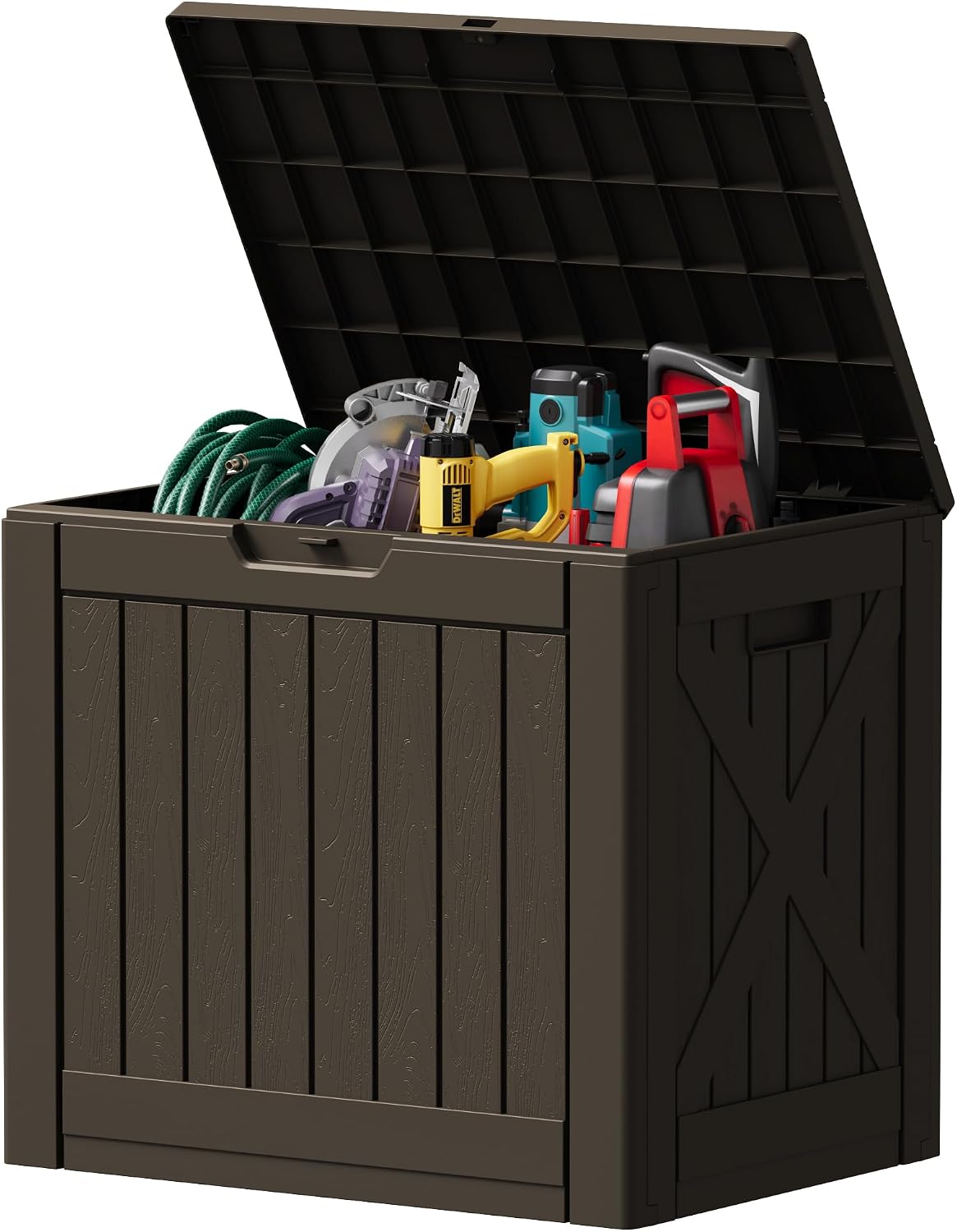 Devoko 30 Gallon Resin Deck Box Waterproof Outdoor Storage Box for Patio Furniture Pool Accessories Indoor Storage for Cushion Garden Tools (30 Gallon, Black)