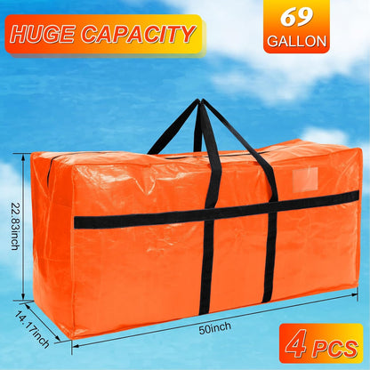 Windyun 4 Pack 57 Gallon Extra Large Moving Bags XXL Heavy Duty Storage Bag with Strong Zipper Handle Jumbo Big Tote Box Foldable for College Dorm Travel Clothes Duffle Blanket Pillow(Red)