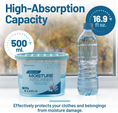 Premium Moisture Absorbers and Dehumidifier Tubs – High-Efficiency Closet Dehumidifier and Dehumidifier for Car, Odor Control Fragrance Free, 6 Pack, 7.5 Oz