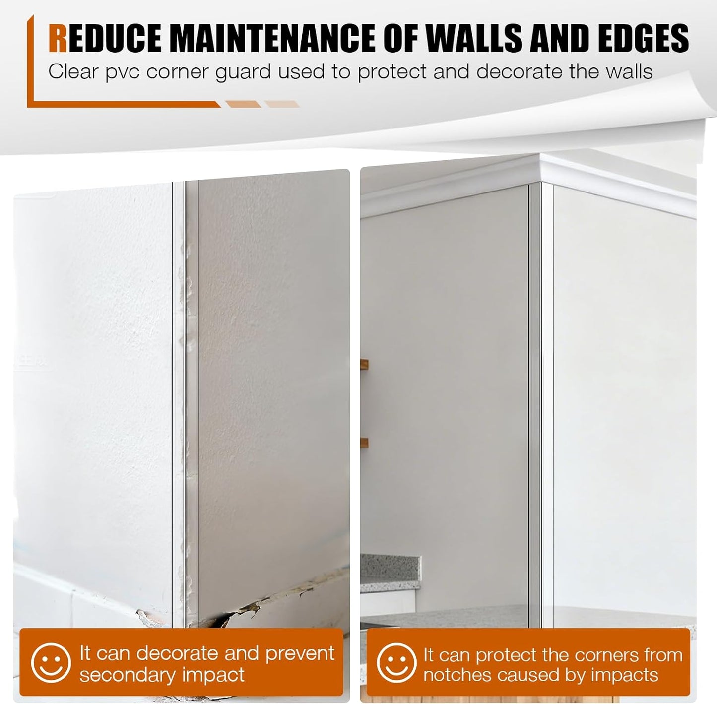 Magicheap 4 Pack Wall Corner Protector, Self Adhesive Corner Protectors for Walls, Easy to Install Edge Guard Strip for Furniture Cabinet Shelf Drywall Baseboard Desk, 17.7in x 1.18in, Clear