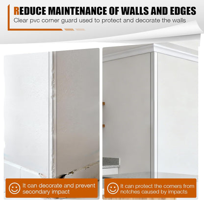 Magicheap 4 Pack Wall Corner Protector, Self Adhesive Corner Protectors for Walls, Easy to Install Edge Guard Strip for Furniture Cabinet Shelf Drywall Baseboard Desk, 17.7in x 1.18in, Clear