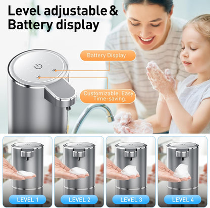 Fantictas Automatic Foaming Soap Dispenser Foaming Hand Sanitizer Touchless 1500mAh Soap Dispenser Rechargeable with Sensor for Bathroom Kitchen 13.5oz/380ml