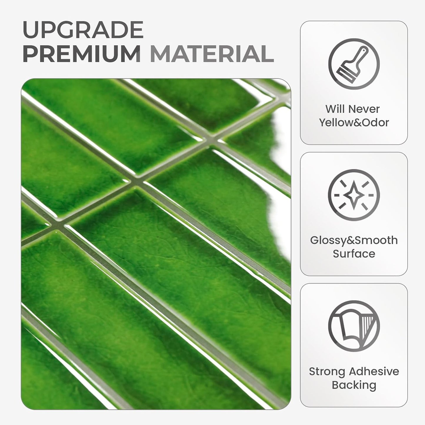 5 Sheets Peel and Stick Backsplash, Self Adhesive Wall Tiles, 3D Adhesive Tile Backsplash, 12"x12"Premium Self Adhesive Wall Tiles Peel and Stickfor Kitchen, Bathroom, RV(Spring Moss)