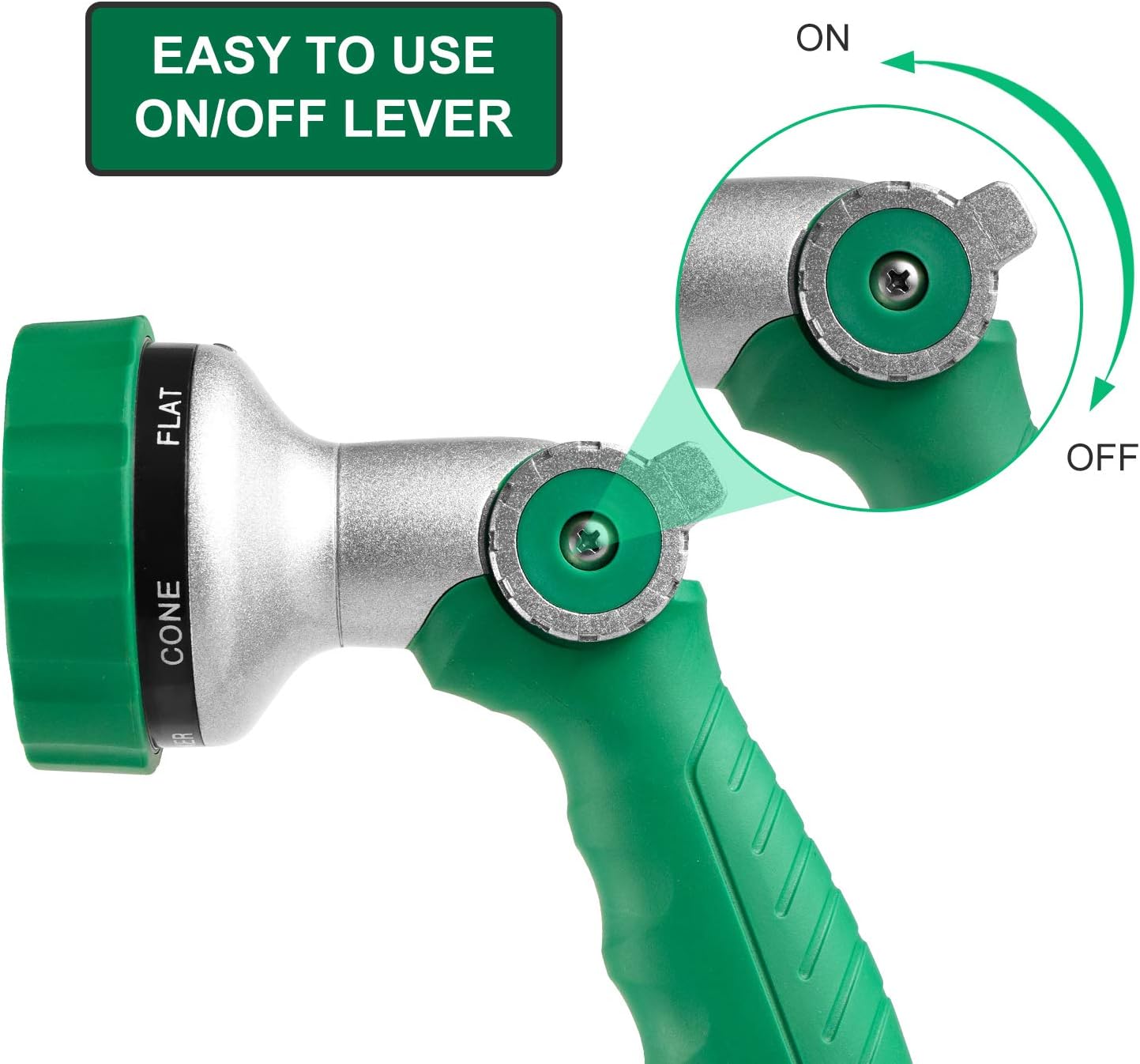 GREEN MOUNT Garden Hose Nozzle, Water Hose Spray Nozzle with Thumb Control On Off Valve for Easy Water Flow Control, Black-grey