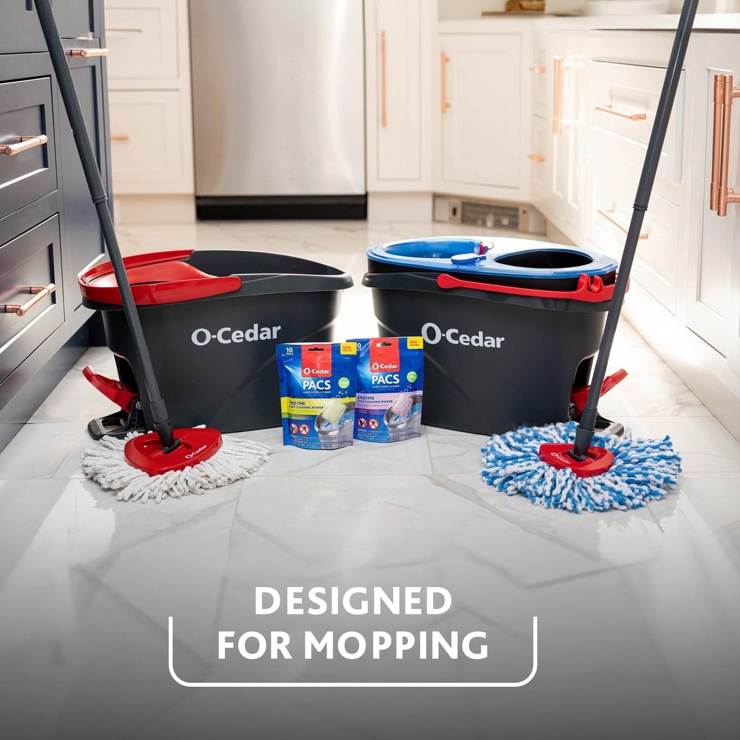 O-Cedar EasyWring RinseClean Microfiber Spin Mop & Bucket Floor Cleaning System with 1 Extra Refill with Lavender Pac (Variety Pack)