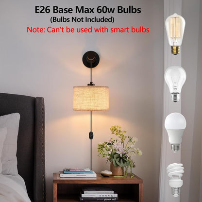 XSDeTu Rechargeable Battery Operated Wall Sconces Set of 2, Modern Battery Powered Wall Light with Wooden Arm & Remote Control, Adjustable 3 Colors Dimmable Wall Lamps for Bedroom, Living Room