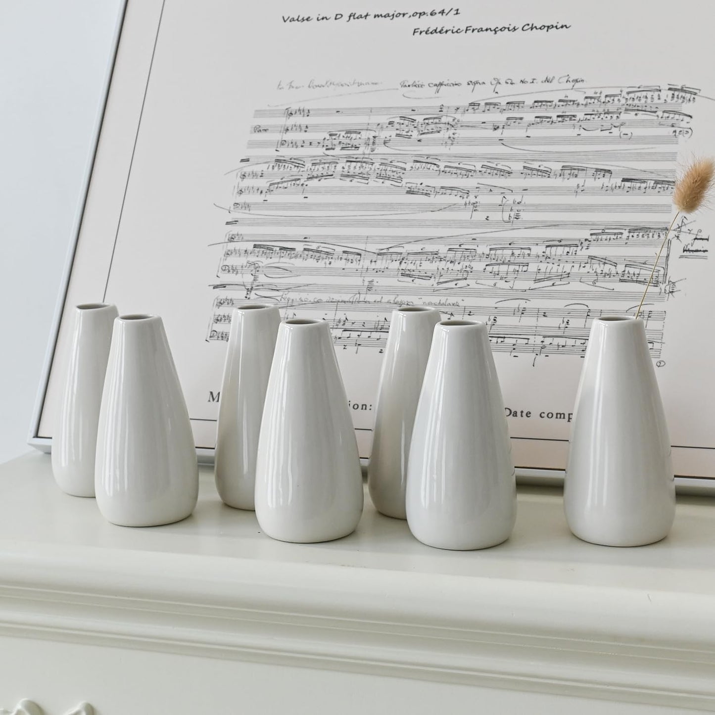 Modern Small Flower Vases 8 Pack - Ceramic, White