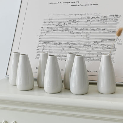 Modern Small Flower Vases 8 Pack - Ceramic, White