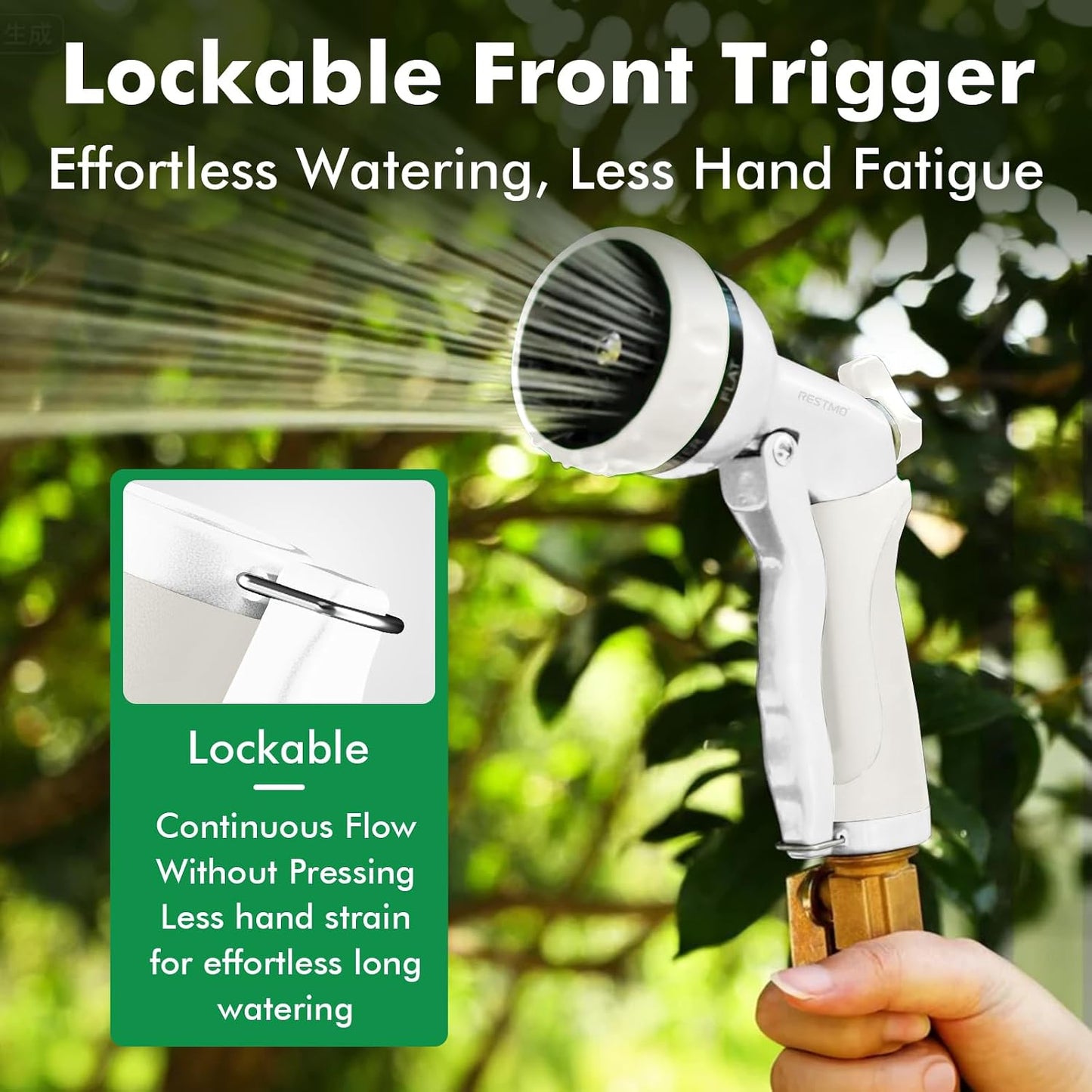 RESTMO Garden Hose Nozzle, Heavy Duty Metal Water Hose Nozzle with 7 Adjustable Spray Patterns, High Pressure Hand Sprayer with Flow Control for Watering Plants & Lawns, Washing Cars & Pets