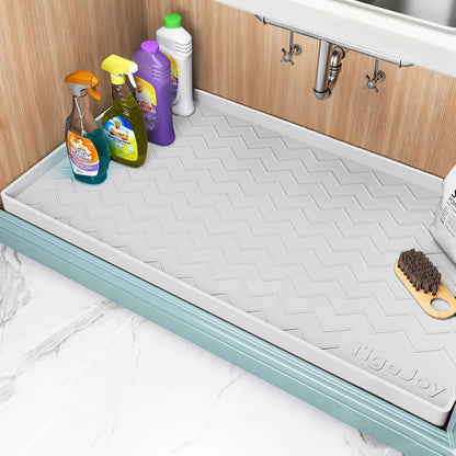 TigeJoy 28" x 19" Under Sink Mats for Kitchen Waterproof, Leak-Proof Silicone Mat Sink Protector and Cabinet Liner, Kitchen Essentials Organizer and Storage, Boot or Shoe Tray, Pet Feeding Mat
