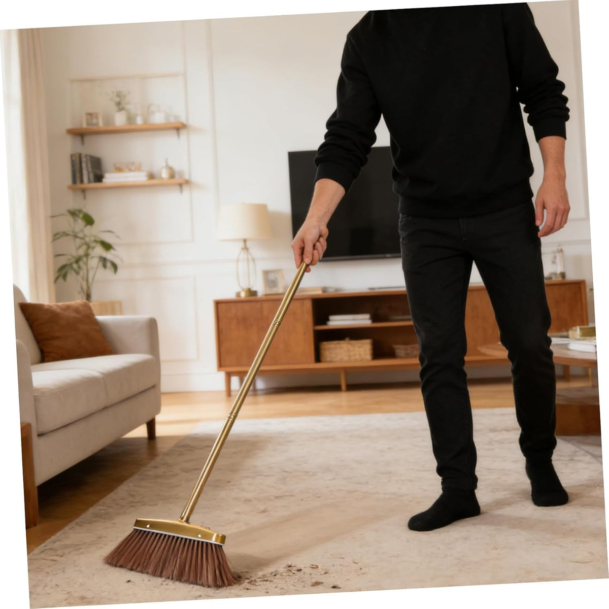 Heavy Duty Dust Removal Broom Stainless Steel with Detachable Handle Versatile Floor Compatibility Weather Resistant Cleaning Tool for Indoor and Outdoor Use for Patio and Damp