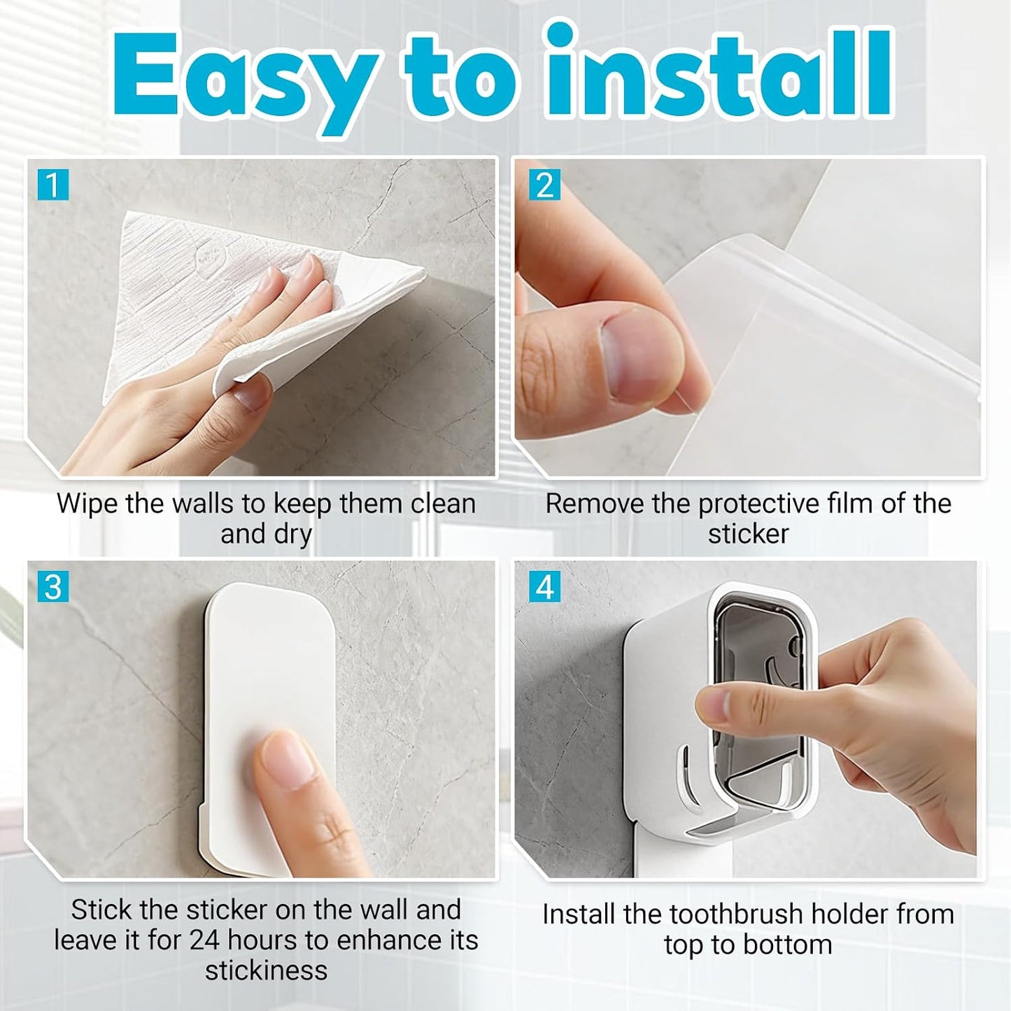 Bathroom Toothbrush Holder 2-Pack, Wall-Mounted with Cover, Single Toothbrush Storage Organizer, Suitable for Home and Travel (Gray)