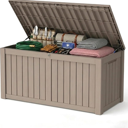 320 Gallon Outdoor Storage Box Resin Deck Box All Weather Waterproof Large Lockable Storage Container Deck Box for Patio Furniture, Garden Tools, Lockable, Black