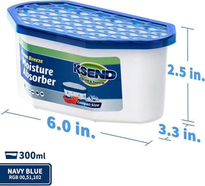 Ksend Moisture Absorbers, 12 Pack, Compact Dehumidifier for Closet, Efficient Humidity Absorber Boxes, Moisture Absorber for Closet, Odor Eliminator with Fragrance Free, Blue, 6.4oz, 300ml