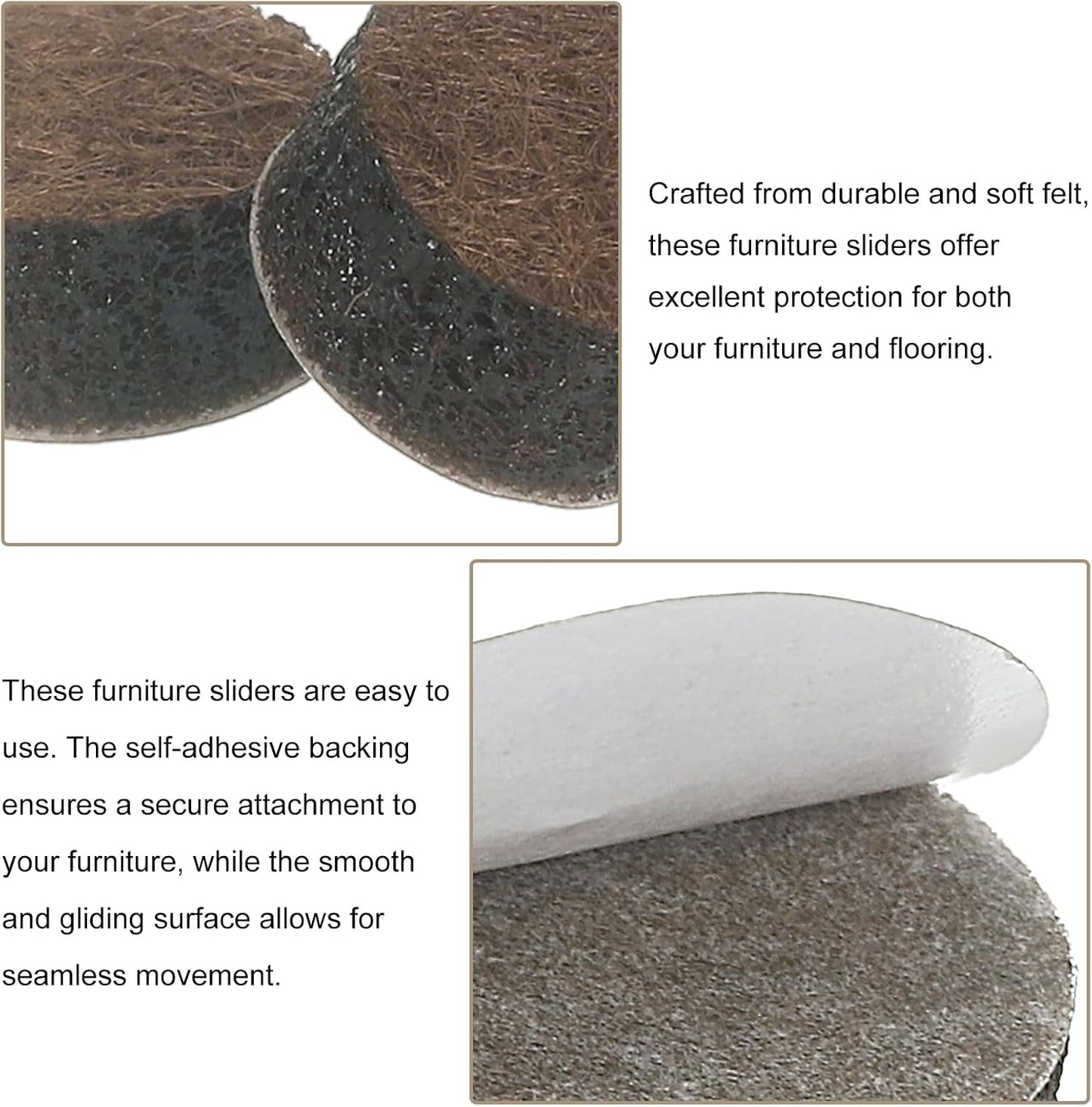 uxcell Furniture Pads, 24Pcs 1.25" - Round Self Adhesive Felt Furniture Pads, Floor Protectors for Furniture Feet Chairs Legs Hardwood Floors (Brown)