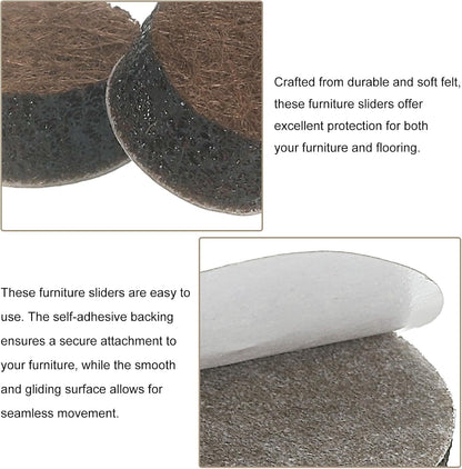 uxcell Furniture Pads, 24Pcs 1.25" - Round Self Adhesive Felt Furniture Pads, Floor Protectors for Furniture Feet Chairs Legs Hardwood Floors (Brown)