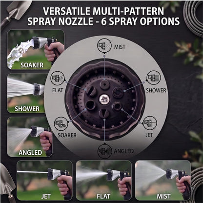 GREEN MOUNT Water Hose Nozzle Spray Nozzle, Metal Garden Hose Nozzle with Adjustable Spray Patterns, Perfect for Watering Plants, Washing Cars and Showering Dogs & Pets