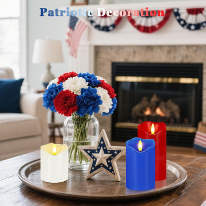 Flameless Candles Lights, Set of 3 Flickering LED Candles with Remote & Timer, Dimmable Electric Pillar Candles Battery Operated, Green Candles for Home St. Patrick’s Day Christmas Decor (Green)