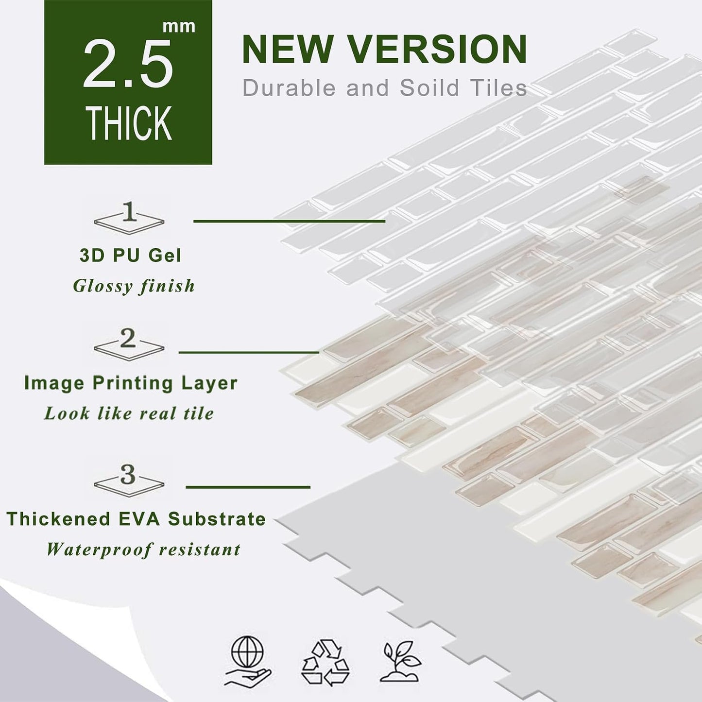 STICKGOO Peel and Stick Backsplash - 10 Sheets of 12”×12” - 3D Self Adhesive Peel and Stick Tile Backsplash for Kitchen & Bathroom