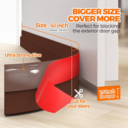 Holikme Door Draft Stopper Under Door Draft Blocker Insulator Doors Sweep Weather Stripping Noise Stopper Sheets, Rolls & Strips Strong Adhesive, White