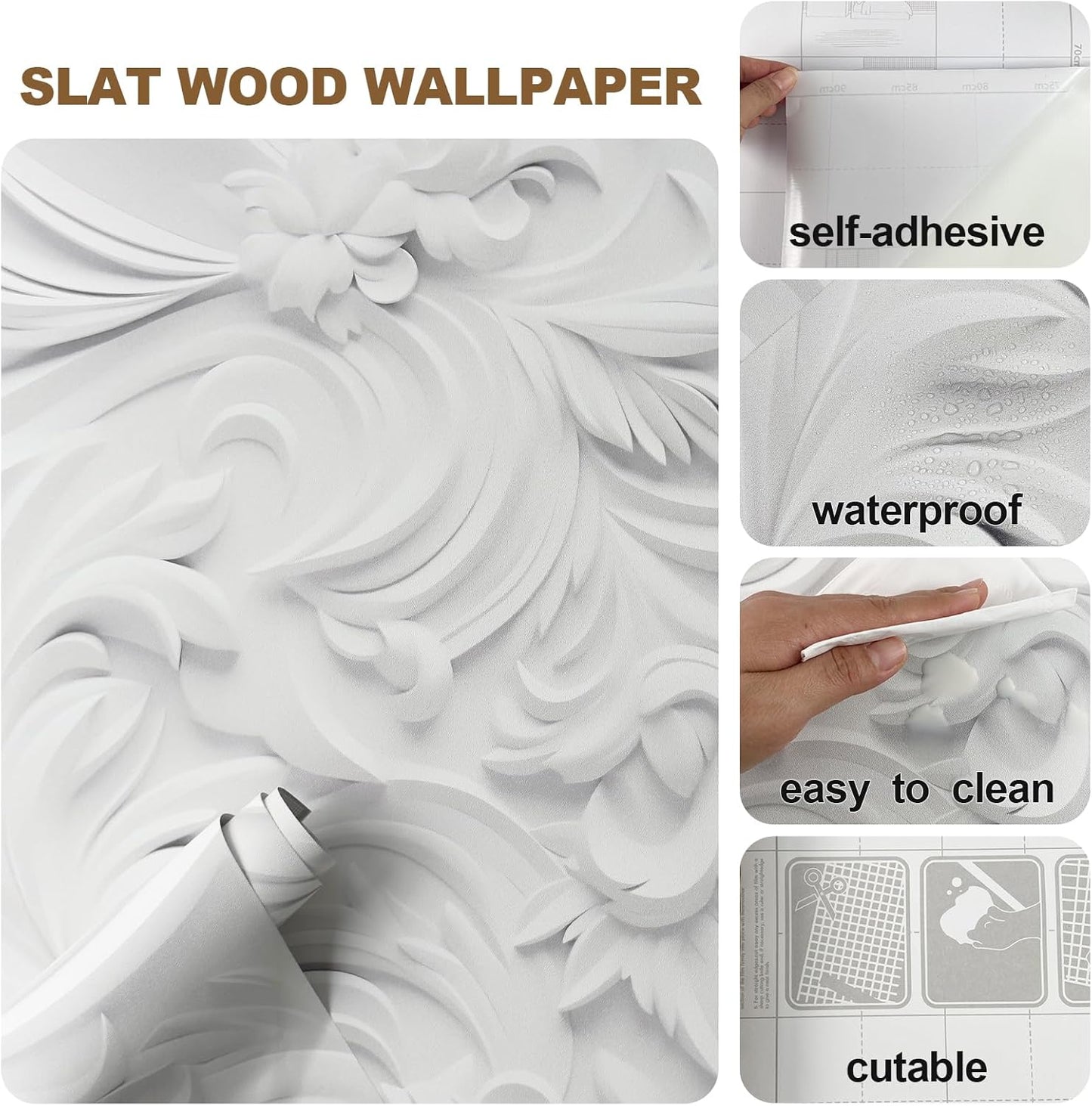 Floral Peel and Stick Wallpaper 3D Effect Interior Wall Décor Contact Paper Self Adhesive Removable Renter Friendly for Bedroom Living Cabinet Room 17.7in x 9.8ft (Not Textured Wallpaper