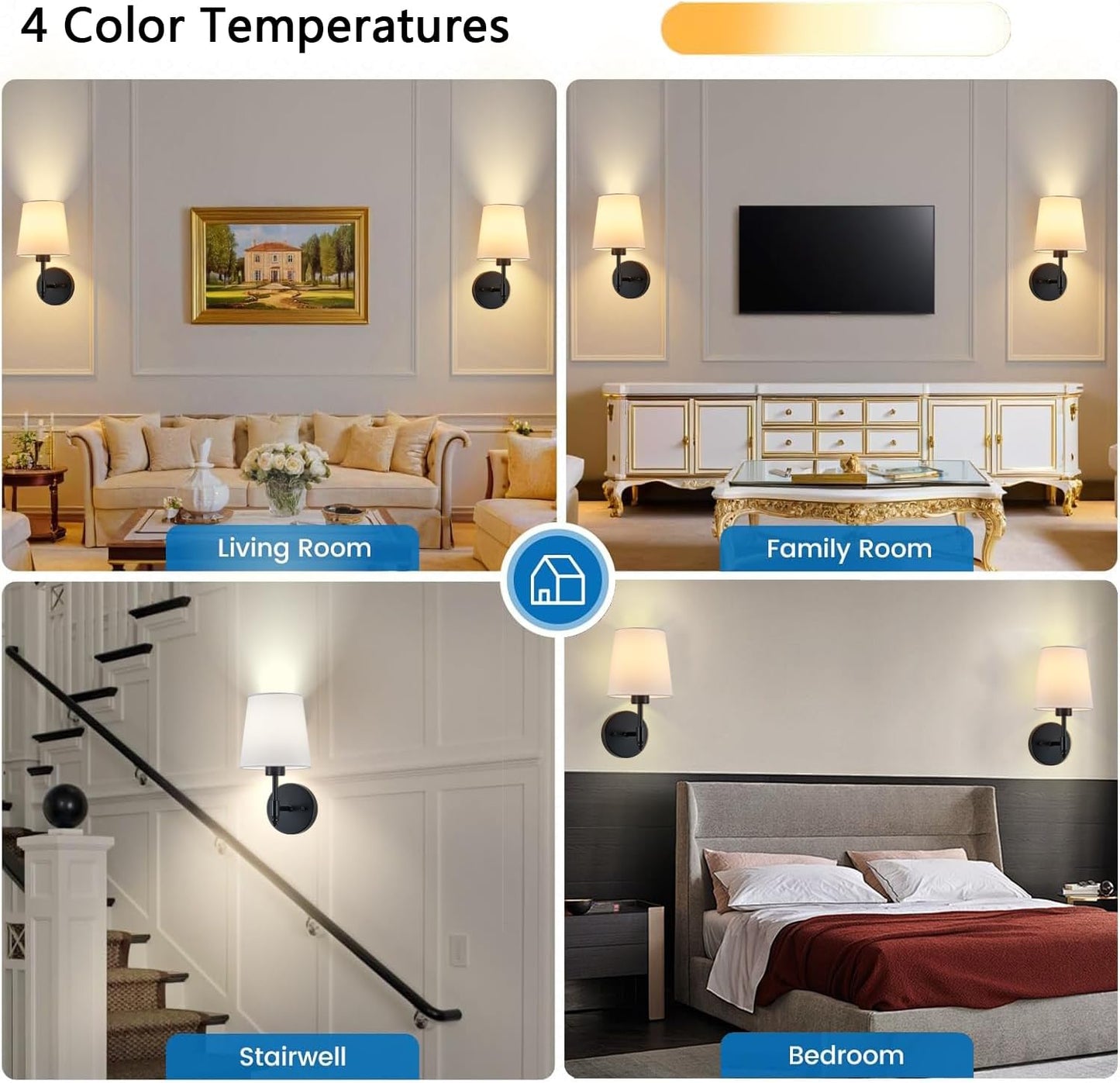 Battery Operated Wall Sconce Set of 2, Brushed Gold Rechargeable Wall Lights with Remote Control and Dimmable LED Bulbs, 13 Light Colors Wireless Wall Lamps for Bedroom Living Room Hallway (Gold)