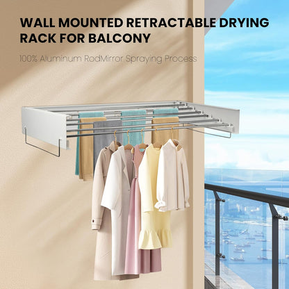 Wall Mounted Clothes Drying Rack, 39.5 x 19.8 x 5.11 Inches Retractable Clothes Drying Rack, 88lbs Capacity, Folding Indoor Laundry Drying Rack for Drying Clothes, Space-Saving 6 Dryings Poles