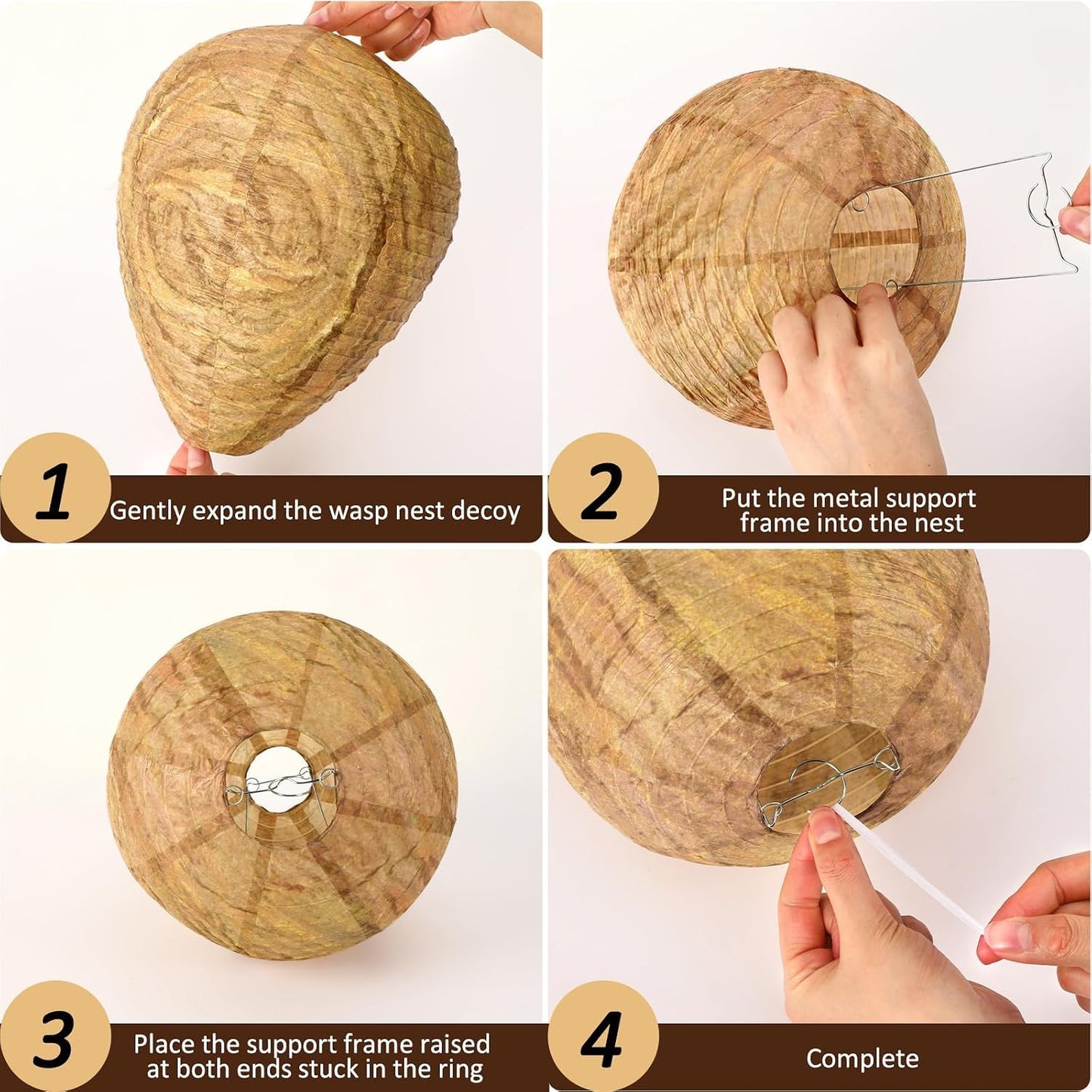 DECYOOL 8 Pack Paper Wasp Nest Decoy Hanging Wasp Deterrent for Wasps Hornets Yellow Jackets
