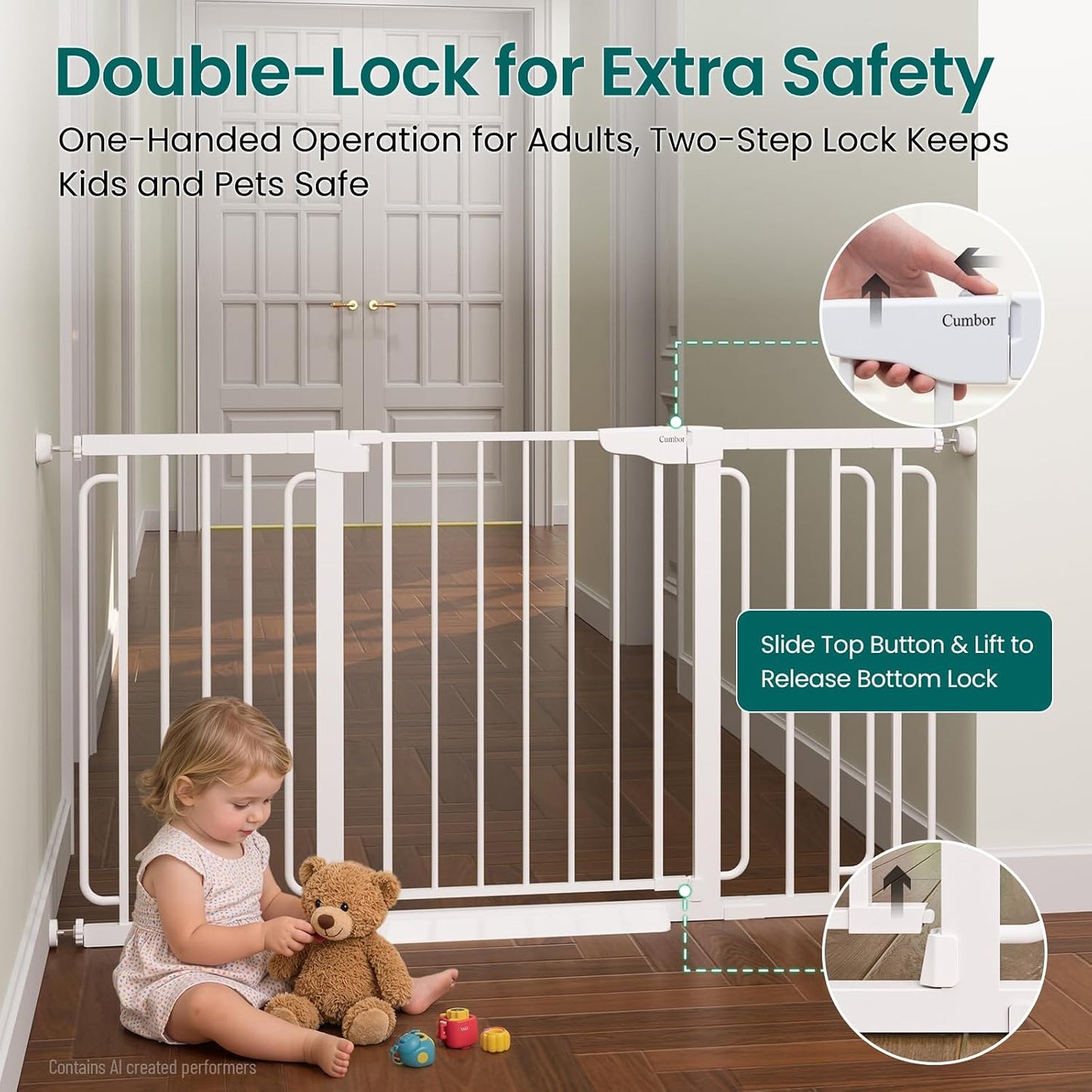 Cumbor 30-46" Baby Gate for Stairs, Mom's Choice Awards Winner-Auto Close Dog Gate for The House, Gifts for Mom, Easy Install Pressure Mounted Pet Gates for Doorways, Black