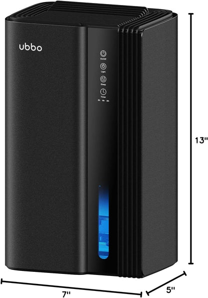 UBBO 95oz Dehumidifiers for Home, 1000 Sq.Ft Dehumidifier with Drain Hose - Auto Shut Off, Timer, Sleep Mode & Drain Hose - 7 Color Light for Bedroom, Bathroom, RV - Black Gold