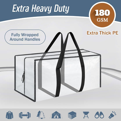6 Pack Extra Heavy Duty Large Moving Bags with Strong Zipper & Comfortable Handles, Sturdy & Durable Clothes Storage Bags Totes Bins, Blue Packing Moving Boxes for College Supplies, Dark Blue