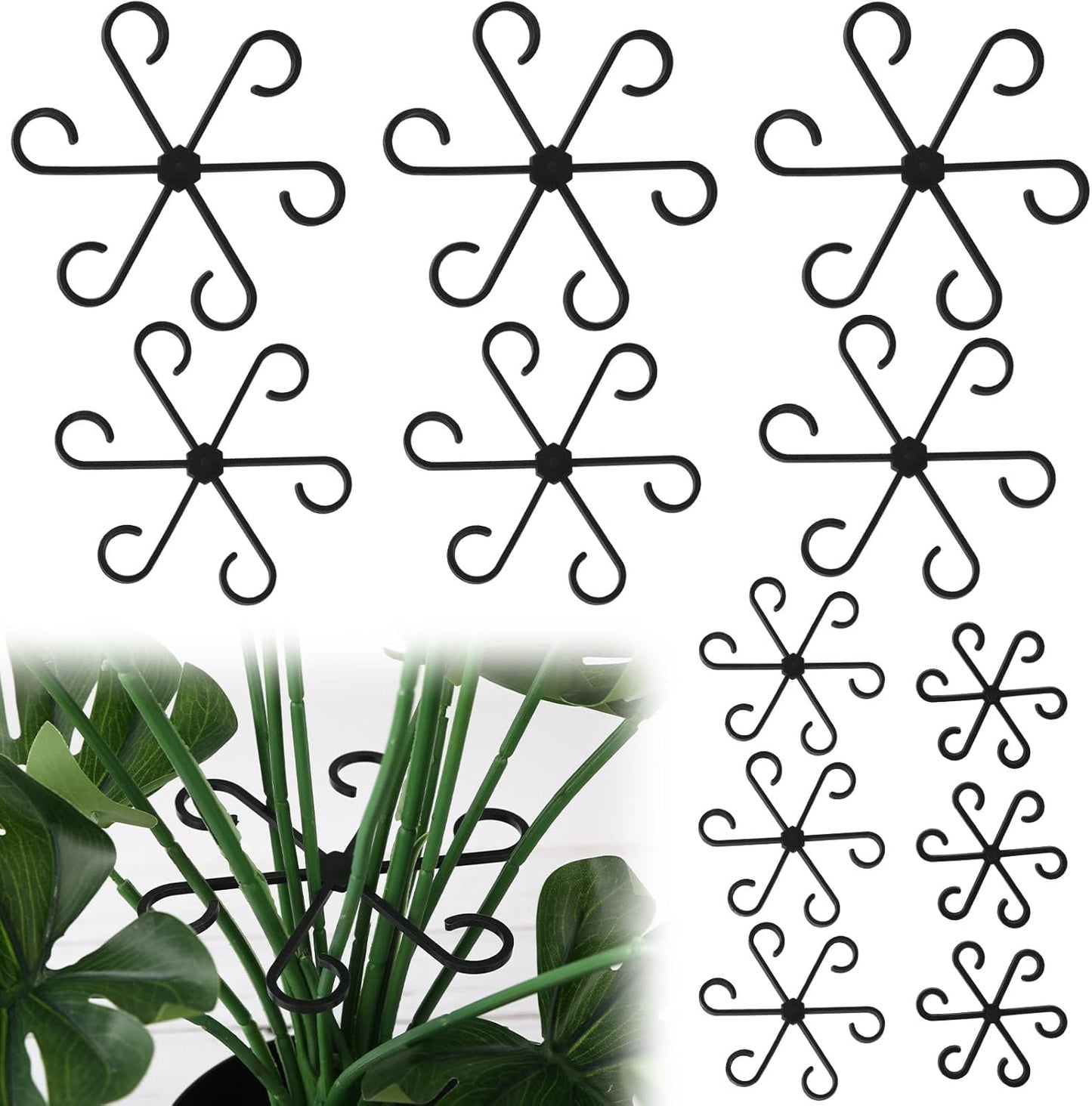 AUGSHY 12 Pcs Plant Stem Holders, Plastic Invisible Plant Support Stakes Indoor Reusable Climbing Houseplant Stem Supports Hook Growth Accessories for Indoor Home Garden
