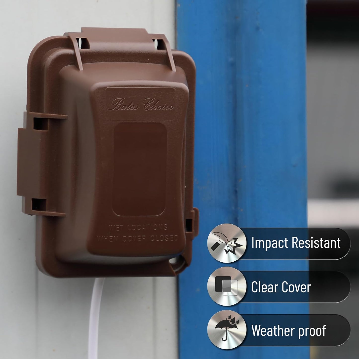 Bates- Weatherproof Electrical Outlet Cover, 1-Gang Outdoor Plug Cover | For Protection Against Rain Dust & Outdoor Use
