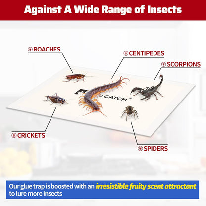LULUCATCH Cricket Insect Glue Traps - 6 Pack Bug Cockroach Sticky Traps, Large Spider Trap with Pre-Baited Attractant, Highly Effective Glue Boards Indoor, Non-Toxic Pet Safe, Easy to Use