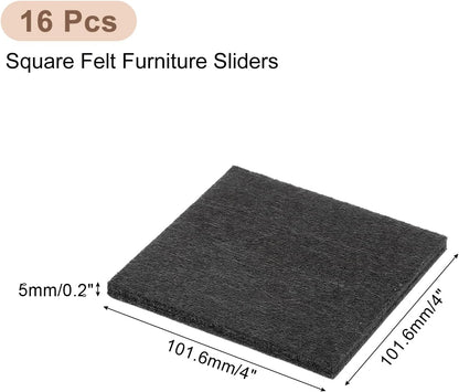 uxcell Furniture Pads, 16Pcs 2.5" - Square Self Adhesive Felt Furniture Pads, Floor Protectors for Furniture Feet Chairs Legs Hardwood Floors (Brown)
