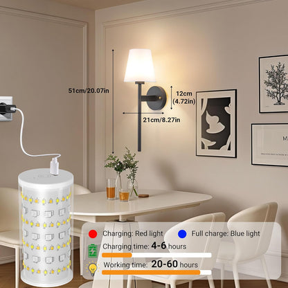Nekhung Battery Operated Wall Sconces Set of Two, Wireless Battery Wall Light with 10000mAh RGB Dimmable Magnetic Bulb and Remote, Rechargeable Sconce Wall Decor for Bedroom Living Room Hallway