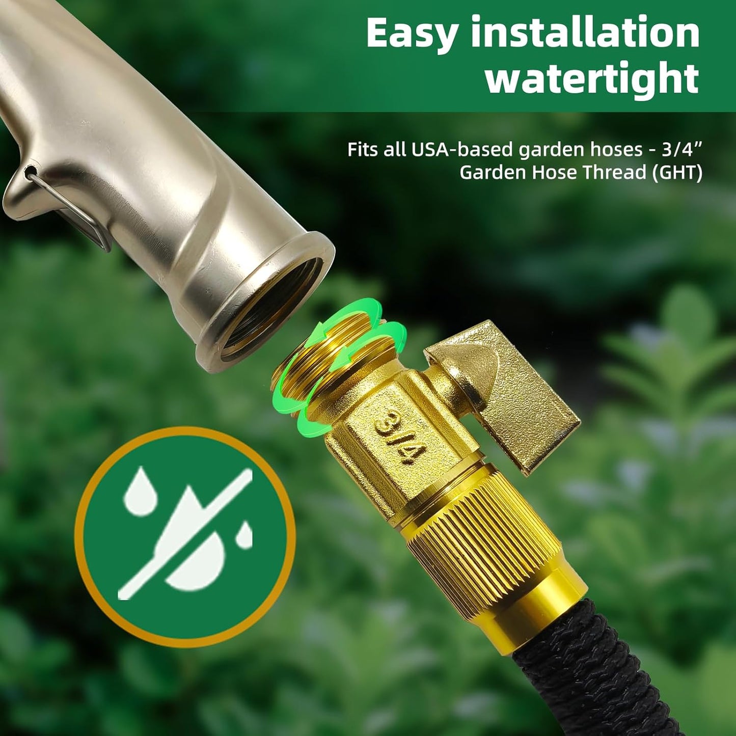 ARXIVE Garden Hose Nozzle Hand Sprayer, Heavy Duty High Pressure 100% Metal with 4 Adjustable Spray Patterns for Watering Lawn, Garden, Car Washing,Pets & Windows
