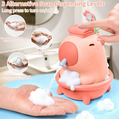Kids Automatic Soap Dispenser - Cute Duck Touchless Foaming Hand Soap Dispenser, Waterproof USB Rechargeable, Hand- Free Shampoo Dispensers for Bathroom, Kitchen Countertop, Preschool