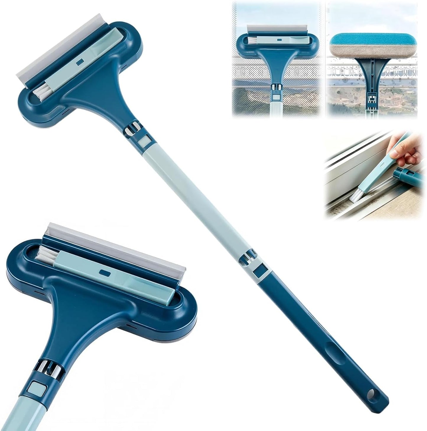 Window Screen Cleaning Brush, 2 in 1 Window Screen Cleaner Tool with Squeegee, Multi-Purpose Cleaning Brush for Patio, Door, Porch Screens