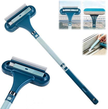 Window Screen Cleaning Brush, 2 in 1 Window Screen Cleaner Tool with Squeegee, Multi-Purpose Cleaning Brush for Patio, Door, Porch Screens