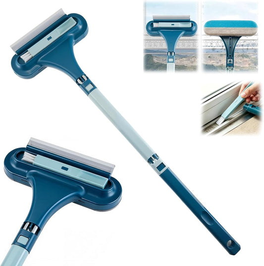 Window Screen Cleaning Brush, 2 in 1 Window Screen Cleaner Tool with Squeegee, Multi-Purpose Cleaning Brush for Patio, Door, Porch Screens