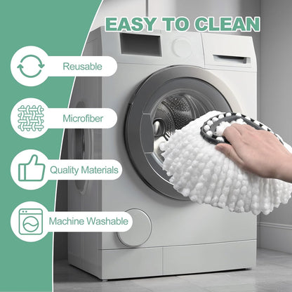 Mop Heads Replacements for Ocedar, Spin Mop Replacement for O-Cedar EasyWring 2 Tank System Mop Refills, Include 3 Pack Heads, 1 Scrub Brush & 1 Base Combo
