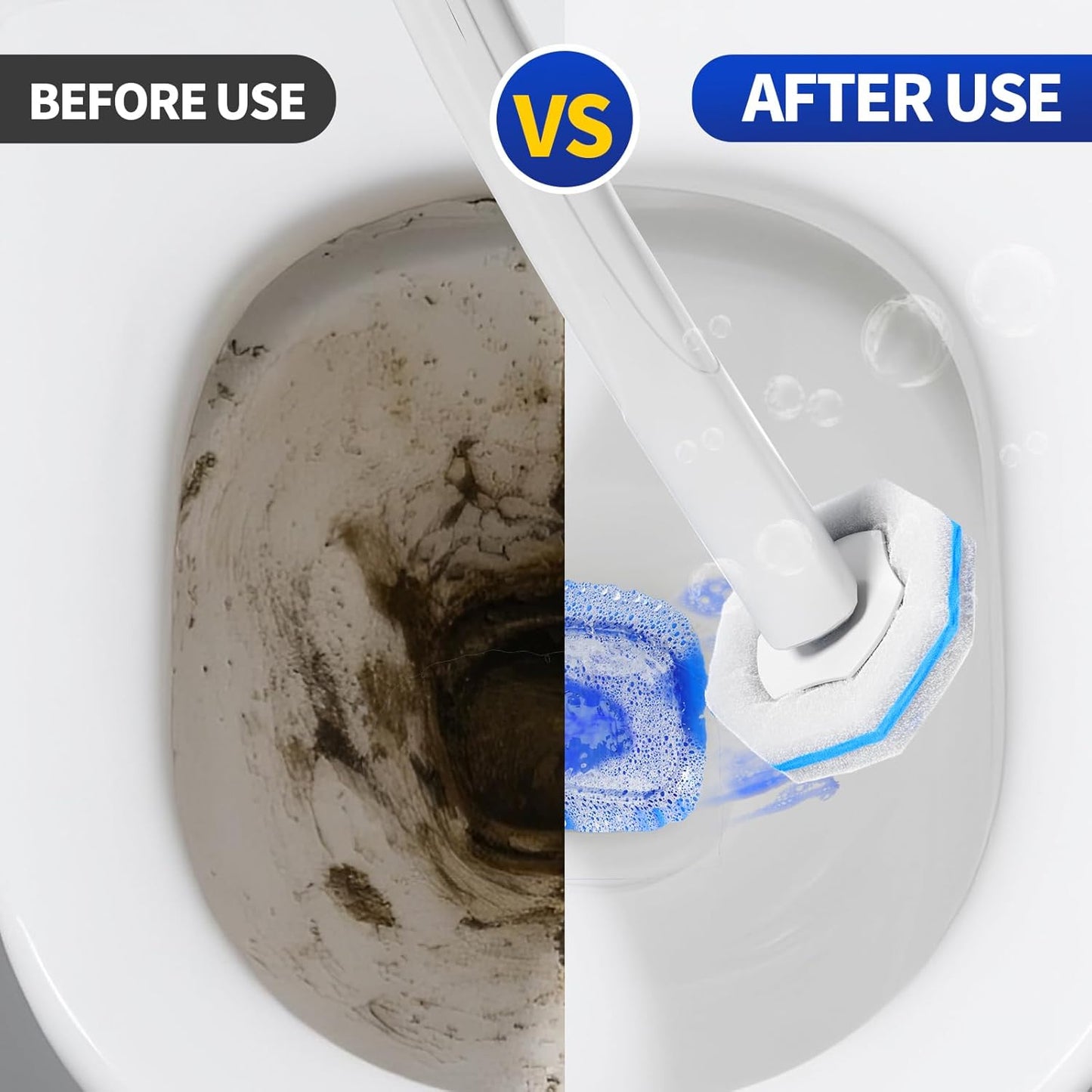 Disposable Toilet Bowl Brush with 36 Toilet Wand Refills Pads Replacement Heads, Toilet Cleaning Stick,Toilet Bowl Cleaner Wands Holder and Set, Toilet Cleaning System Starter Kit