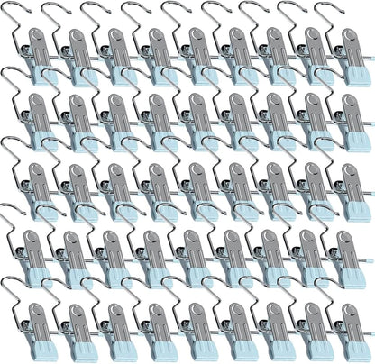 Space-Saving Clothespin Hat Pants Storage Hanging Travel Hook, Stainless Steel Boot Hangers Clips Boot Hangers for Closet, Laundry Hooks Hanging Clips Clothes Pins Socks Towel Clips (Black, 10Pcs)