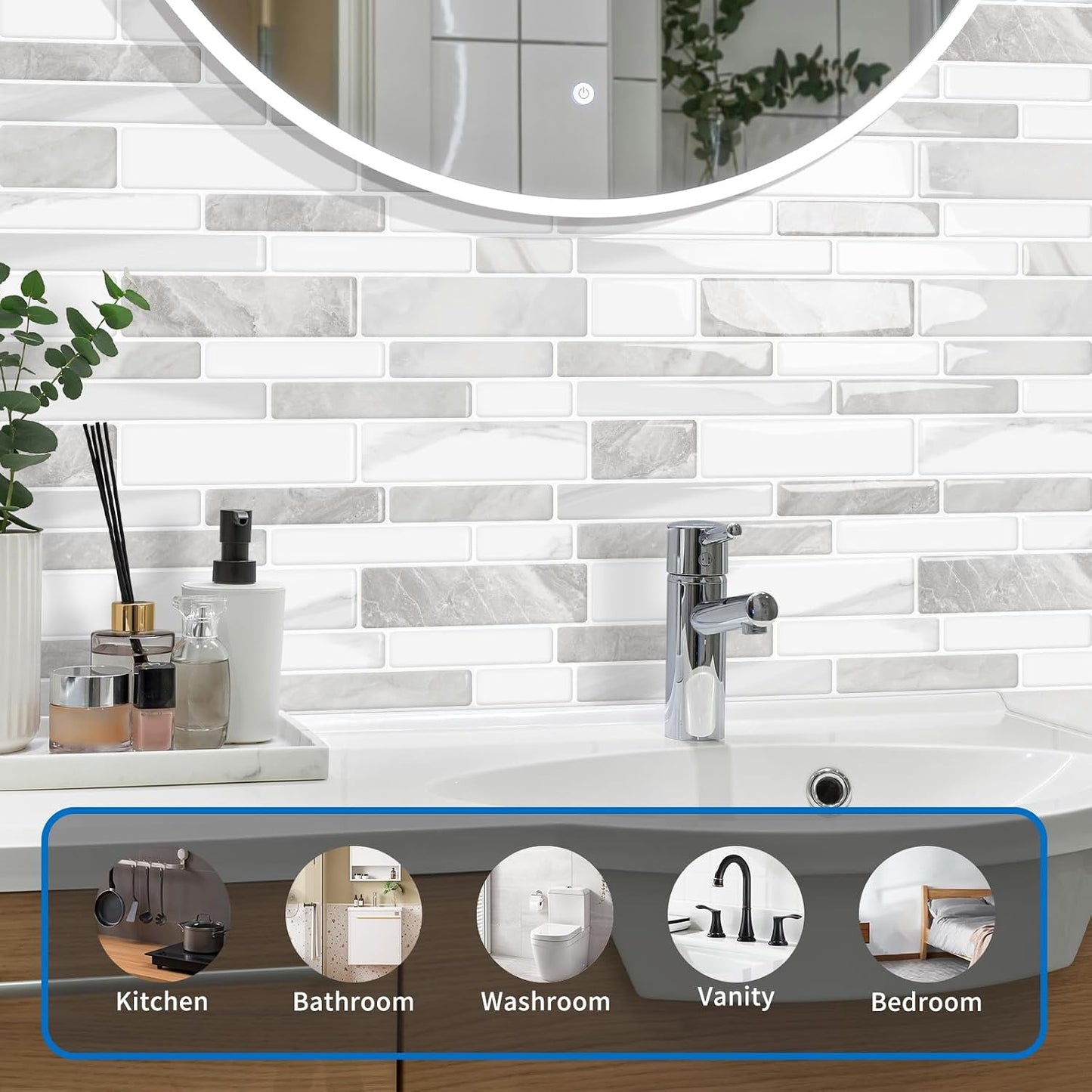 10-Sheet Peel and Stick Kitchen Backsplash Tiles | 3D Waterproof Self Adhesive Wall Tile Stick on Backsplash for Kitchen and Bathroom(Sage Green,12"×12")
